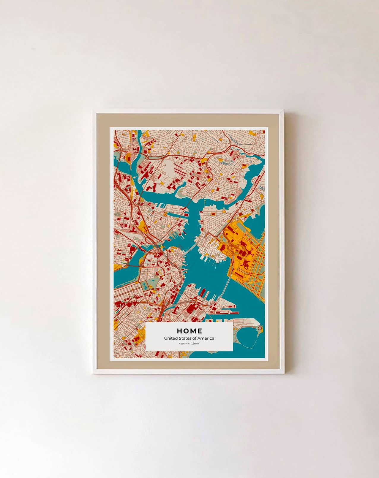 Framed USA map art