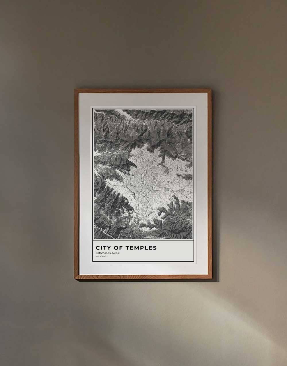 Framed Kathmandu map print
