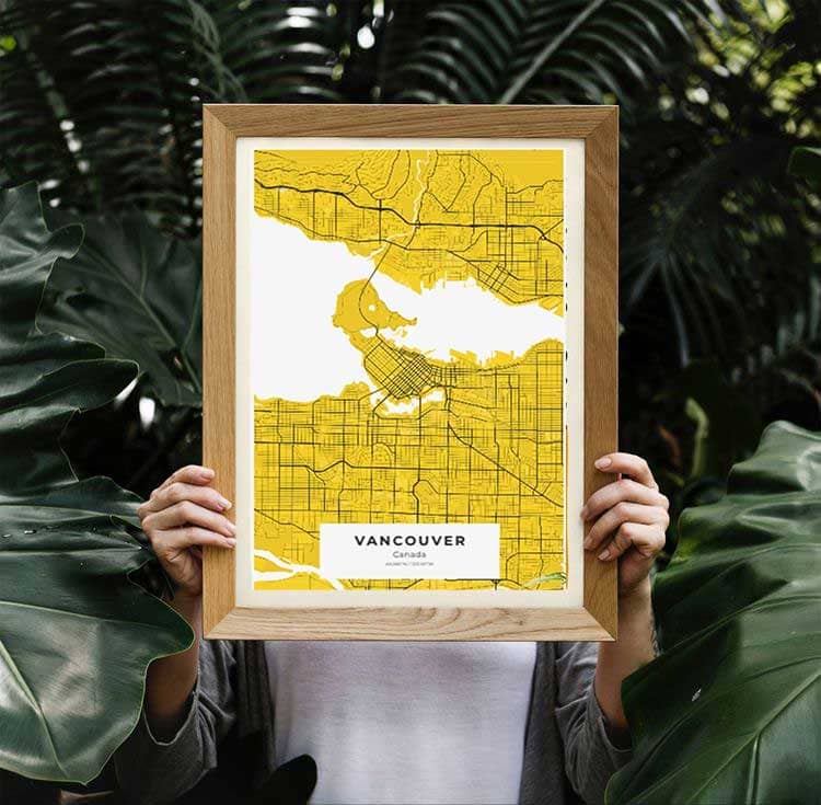 Personalised Framed Map Poster Tamaño póster 42x30 cm Color marco Oak