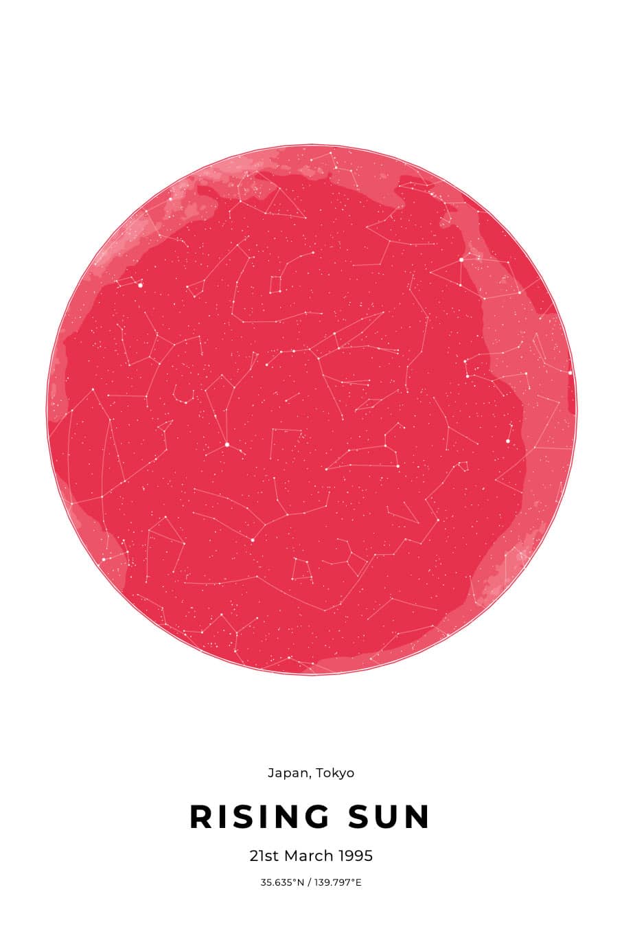 Rising sun star map print