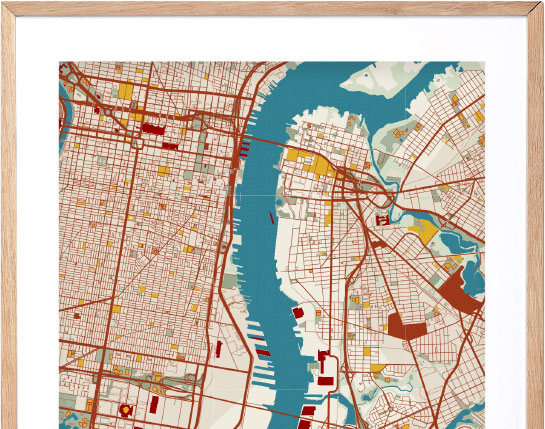 Personalised Framed Map Poster Tamaño póster 42x30 cm Color marco Oak