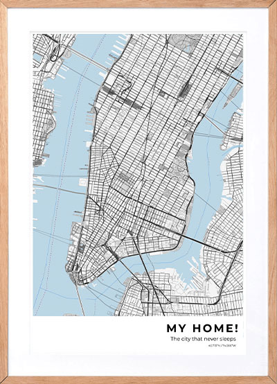 Personalised Framed Map Poster Tamaño póster 42x30 cm Color marco Oak